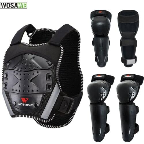 WOSAWE Boys Girls Knee and Elbow Protector Kids Dirt Bike Body Chest Spine Protector Cycle Vest Skiing Knee Elbow Pads Gear