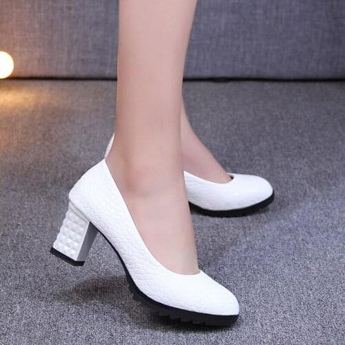 Womens Leather Shoes, New Womens Shoes, Fashion Casual High-heeled Leather Shoes, Snake Print Womens Work Shoes Women