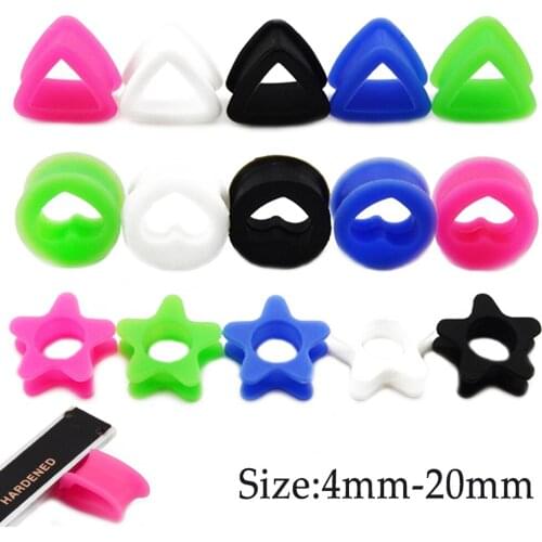 Showlove-1Pair Silicone Different Shape Ear Flesh Tunnel Hollow Ear Plugs Gauge earrings Expander Piercing Body Jewelry 4mm-20mm