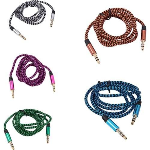 1-3PACK 3.5mm Aux Audio Cable Nylon Braided Male To Male Jack Auxiliary Cord Durable Cord in Car For iPhone Xiaomi Huawei 1M