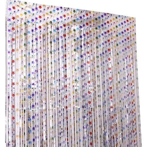 1m*2m Five-pointed Star Rain Silk Curtain Party Birthday Background Wall Decoration