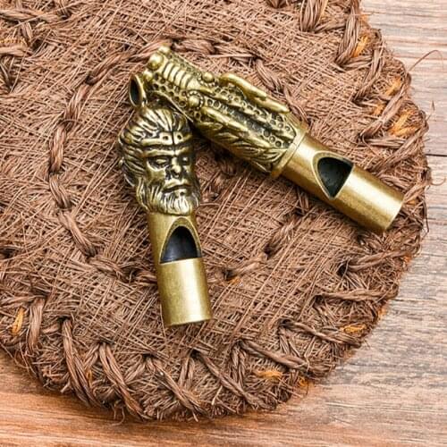 1pcs Outdoors High Decibel Portable Keychain Whistle Brass Dragon Head Whistle Emergency Survival Whistle Multifunction Tools