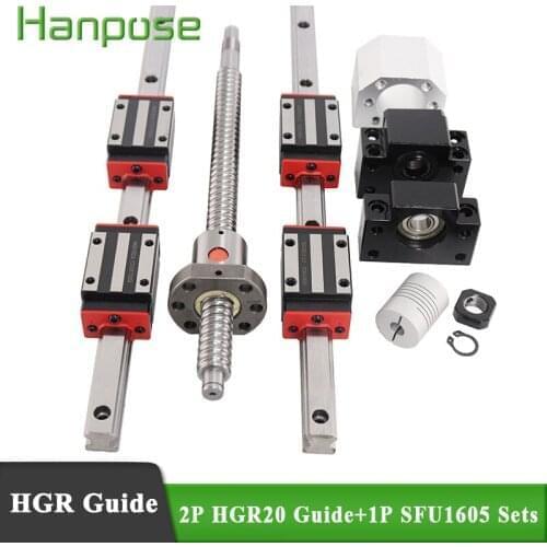 2P HGR20 any length + one set of sfu1605 + 4 HGH20CA linear guideway ball screw linear motion modules