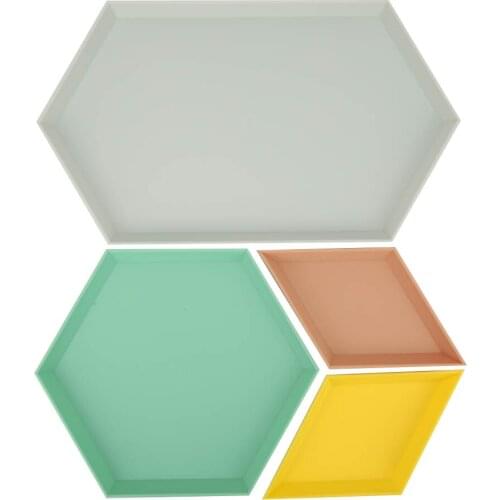 4pcs Stackable Geometric Food Jewelry Serving Tray Storage Platter Plates Desktop Organizer Geometric Combination Tray