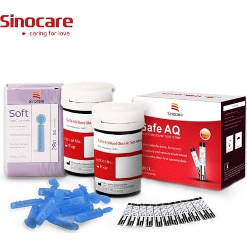 50/100 PCS Sinocare Safe AQ Blood Glucose Test Strips and Lancets for Blood Glucose Monitor Diabetes Test Accurate