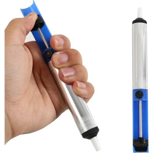 Aluminium Solder Sucker Desoldering Pump Tool Removal Device Blue Vacuum Soldering Iron Desolder