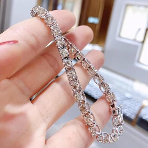 Trendy Style Solid 18k Yellow White Gold 11ct IJ Color VS Real Diamond Bracelet For Women Test Positive