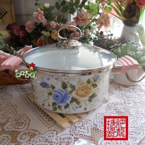 Porcelain 24cm 4l enamel thickening sauceboxes big soup pot