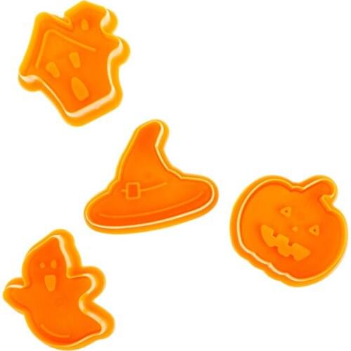 Halloween Pumpkin Ghost Theme Plastic Cookie Cutter Plunger Cake Decora Tools