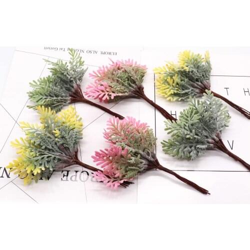 10pcs Artificial plants vases for decoration home wedding christmas wreath fake grass DIY gifts box bride brooch silk flowers
