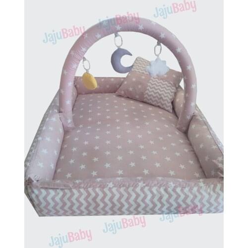 Jaju Baby Handmade, Powder Star Zigzag Square Babynest Set