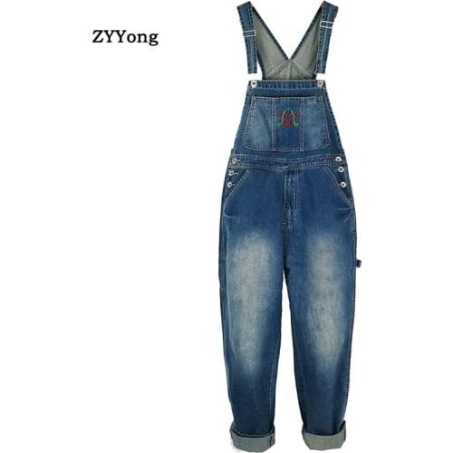 Bib Overalls For Man Suspender Pants Mens Jeans Jumpsuits High Street Loose 2020 Sping Fashion Denim Male Plus Size S-5XL
