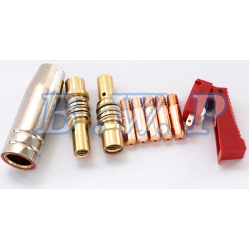MIG Welding Spare Parts Kit For 15AK Torch Consumables Nozzle M6*25*1.0mm Contact Tips Holder Switch 9Pcs