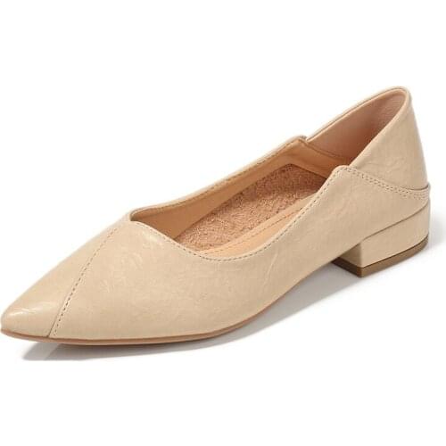 YSHUNIJ Moccasins pointed toe shoes 2021 new wild low-heeled Korean version of large size 41-43 fat wide