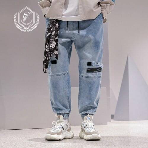 Men Fashion Harem Jogger Jeans Casual Safari Style Ankle-Length Hip Hop Jeans