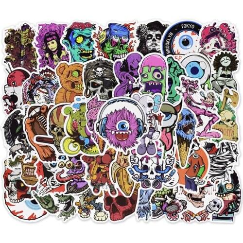 50 PCS Horror Funny Stickers for Car Styling Bike Motorcycle Phone Laptop Travel Luggage Cool Funny Spoof JDM Decal