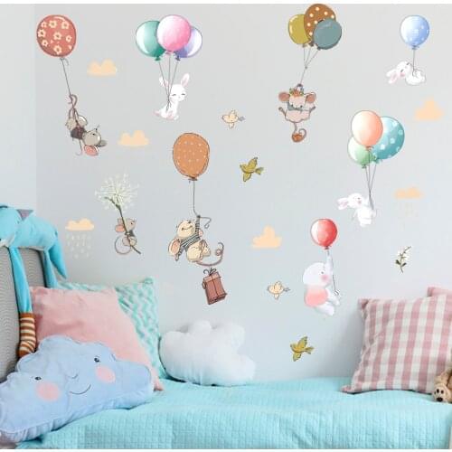 New cartoon animal balloon childrens room bedroom entrance wall beautification decorative wall stickers