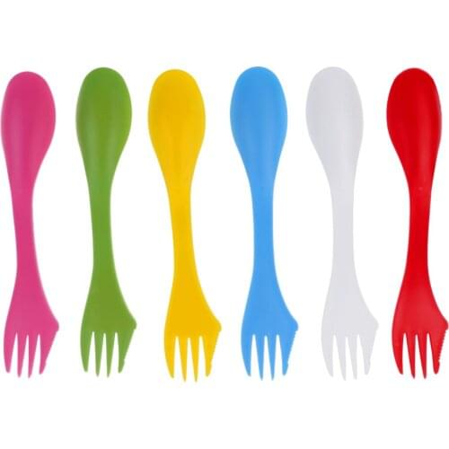 Outdoor Hiking 6 Pcs / Set Camping Utensils Spork Combo Travel Gadget Spoon Fork Cutlery for Picnic Travelling Home Restaurant