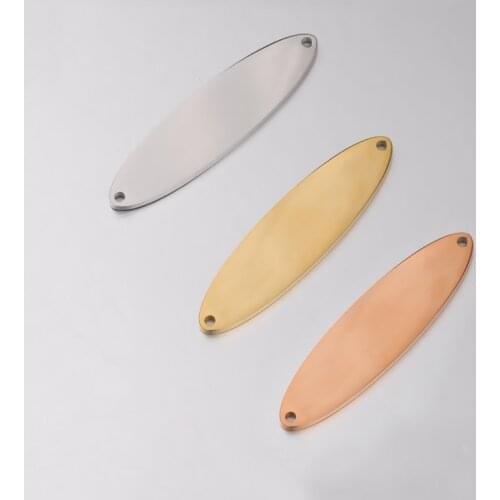 100% Stainless Steel Oval Plates Charm Connector Blank For Engrave Metal 2 Hole Oval Tag Mirror Polished Wholesale 10pcs