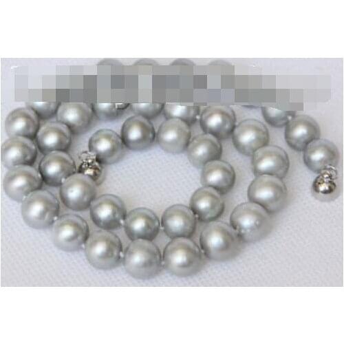17" 10-11mm gray round freshwater pearls necklace magnet clasp j10310