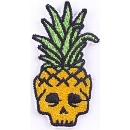 Pineapple Punk Biker Patches For Clothes Skull Joker Embroidered Patches For Clothing DIY Stripes For Jackets Applique Badges