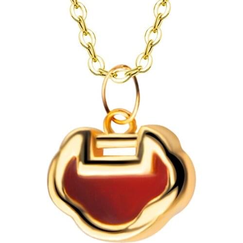 ZHIXI Genuine 18K Gold Lock Pendant AU750 Classic Retro Ladies And Children Birthday Gifts Fine Jewelry