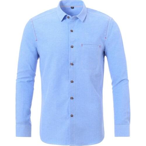 Casual Mens Shirt Thick Oxford Cotton Long Sleeve Fashion Design Slim Fit Breathable Fashionable