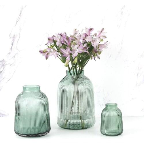 Glass Flower Vase Home Decor Nordic Striped Vases For Desktop Simple Decoration Hydroponics Macetas Plants Bottle Ваза Стекло