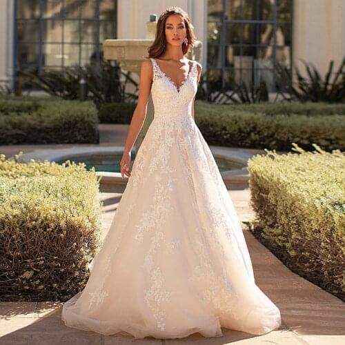 Trouwjurk V-Neck Wedding Dress Off the Shoulder Abito Da Sposa Backless Vestido De Noiva Beading Appliques Robe De Mariage