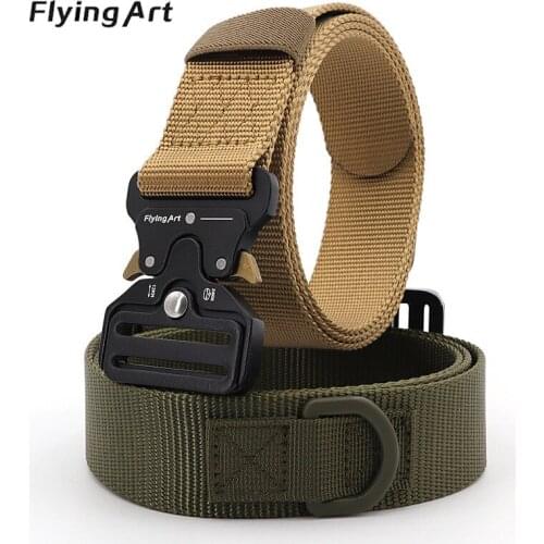 Outdoor Canvas Mens Leather Belt Quick Release Nylon Tactical Belt