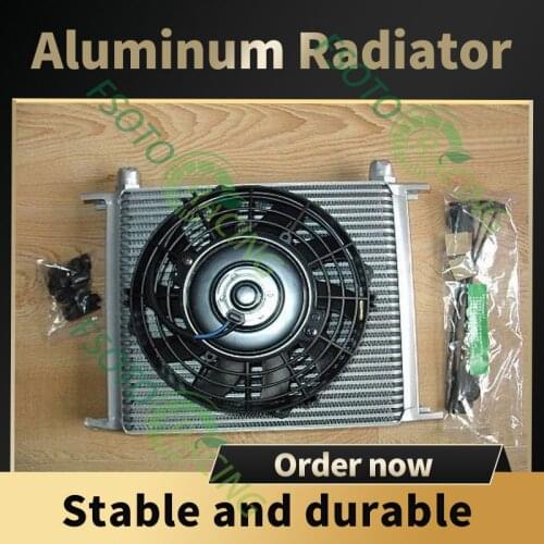 11"x9"x2" Universal 30 Row 10AN Transmission Oil Cooler + 7" Fan 10 AN