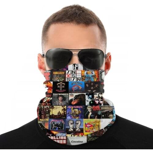 Rock Vinyl Collage Scarf Neck Face Mask Unisex Fashion Neck Warmer Tubular Bandana Multi-functional Headband Outdoor Camping