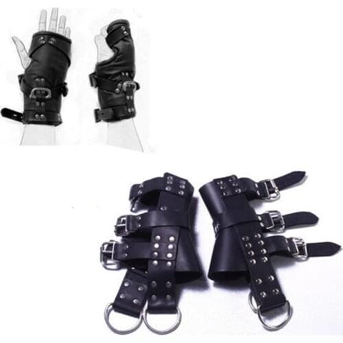 Adult Game Toys Black PU Leather Suspension Handcuffs+Ankle Cuffs Restraints Adjustable Slave Bdsm Bondage Sex Tools For Couples