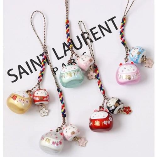 Japanese Lovely Lucky Cat 3D Phone Strap Lanyards Sakura Cat Mobile Rope Charm Airpods KeyChain Women Gift Ornament Cute Design