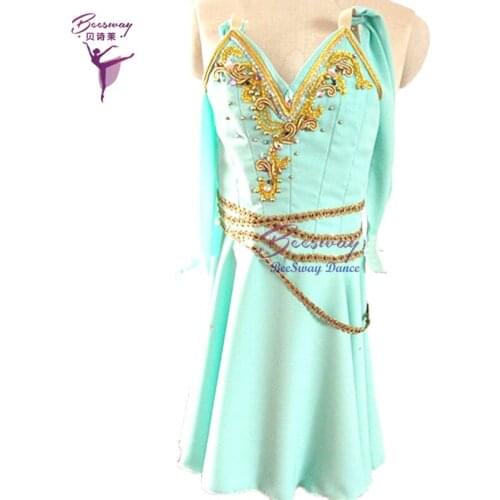 Green classical ballet tutu dress women Ballet Stage Costume Diana And Acteon Variation Ballet tutus skirt Attire for girls