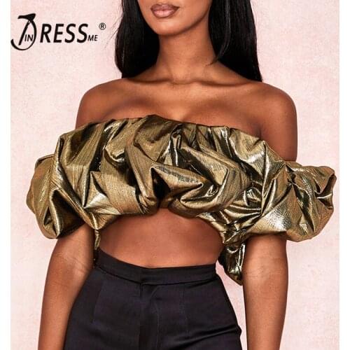 INDRESSME Womens Fashion Solid Casual S Short Ruffles Off Shoulder Sexy Top Hot Sale Summer Top 2020