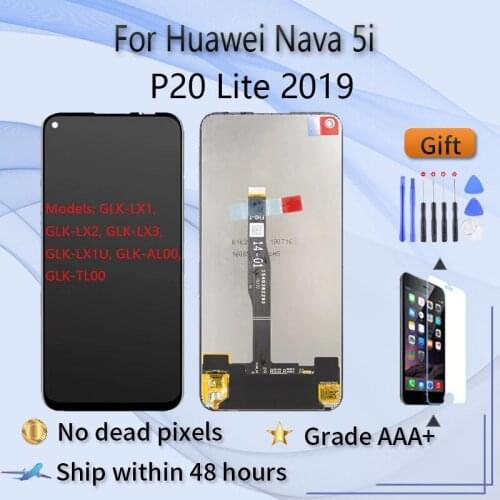For Huawei nova 5i P20 lite 2019 GLK-LX1 LX2 LX3 LX1U AL00 TL00 LCD screen assembly touch glass,With repair parts LCD Display