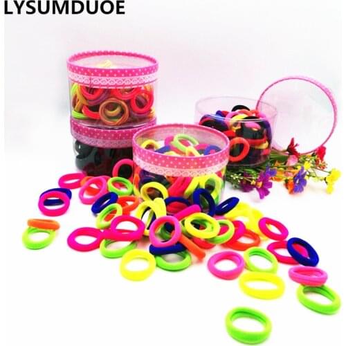 100pcs Girl Elastic Hair Bands Ponytail Holder Cotton Hair Baby Accessories Solid Kid Ring Mini Rope Children Jewelry Accessory