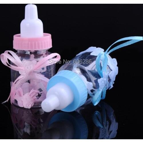 100pcs/lot Baby Feeding Bottle Candy Box Wedding Favors and Gifts Baby Shower Baptism Decoration