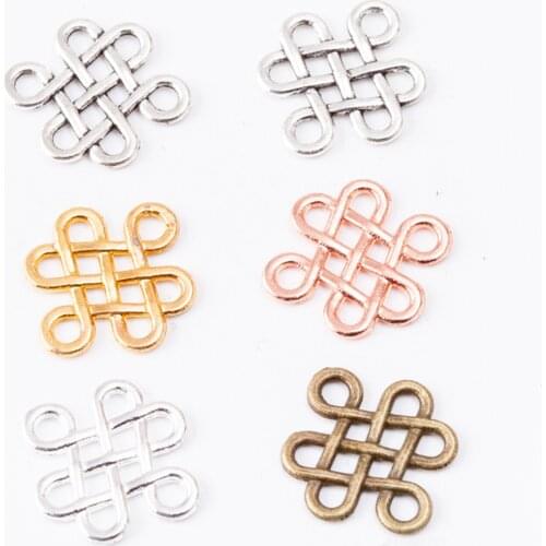 17x14mm 100pcs/lot 5 Colors Plated Chinese knot Charms Pendants Connector For Making Handmade Necklaces Bracelets Jewelry