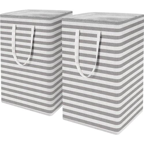 2Pcs Laundry Hamper Collapsible Large Laundry Baskets with Easy Carry Handles Freestanding Waterproof Clothes Hamper