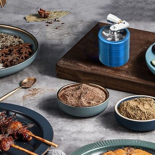 4-Layer Zinc Alloy Herb Crusher Grinder With Mill Handle Mill Grinder Set Handheld Seasoning Grinding Core BBQ Tools Set