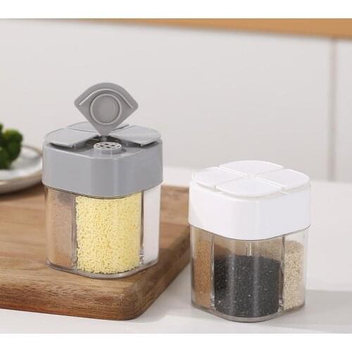 4 In 1 Plastic Clamshell Seasoning Storage Bottle Clamshell Seasoning Jar Household Combination Sealed Moisture-proof Seasoning