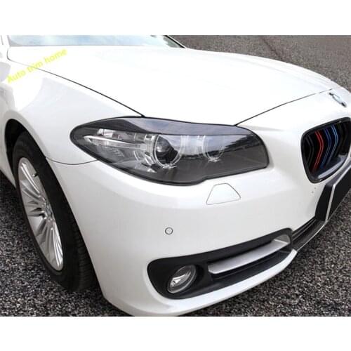 Lapetus Exterior Refit Kit Front Headlights Lamps Eyebrow Strip Cover Trim For BMW 5 Series 2014-2016 Plastic Carbon Fiber Look