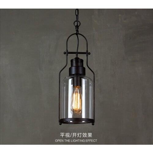 American industrial glass bottle pendant light simple coffee bar restaurant bar lamp