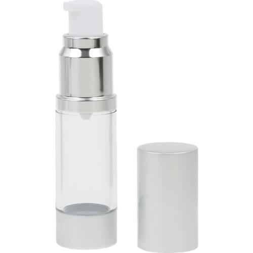 Airless Lotion Bottle Refillable Sunscreen Lotion Container 30ml Silver Face Sunscreen Container for Travel Frosted Cap