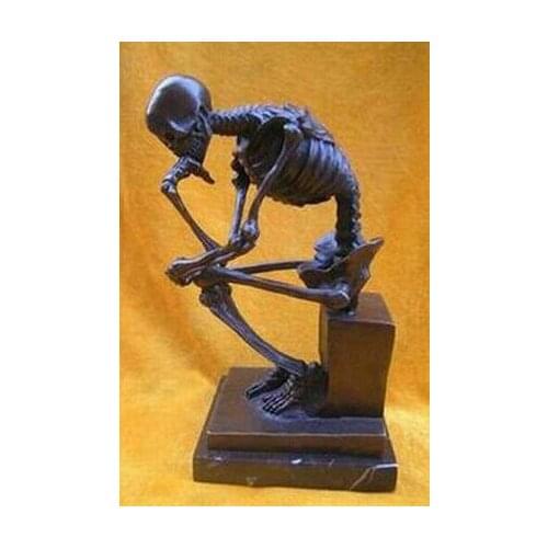 Art Bronze Decoration Crafts Brass Wonderful Bronze Skull Thinker Sculpture Statue copper craft tools wedding Decoration