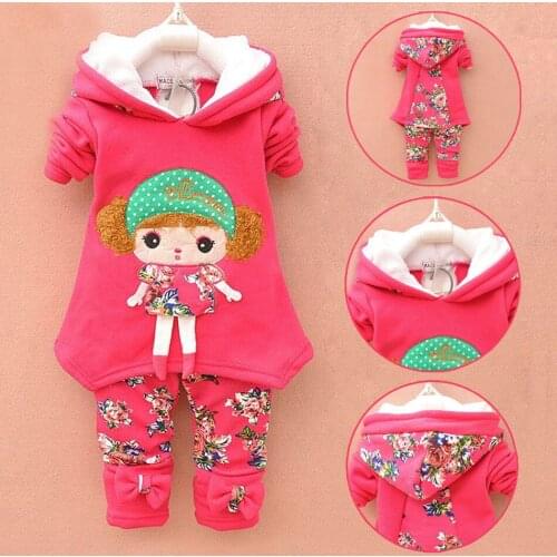 Baby Girls Lamb Wool Suit Warm Winter Thicken Clothing Sets childrens Hoodies Set Kids Clothes Set Children Christmas Outfit