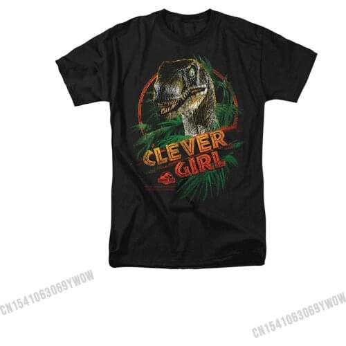 Jurassic Park Clever Girl Adult Movie T-Shirt Tee Black T Shirt Summer New Coming Cotton Tops T Shirt Normal for Adult