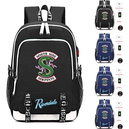 Hot TV Riverdale South Side Snake Backpack Shoulder Travel Bag for Teen Men Women Casual Laptop Bags School Work Fashion Bag